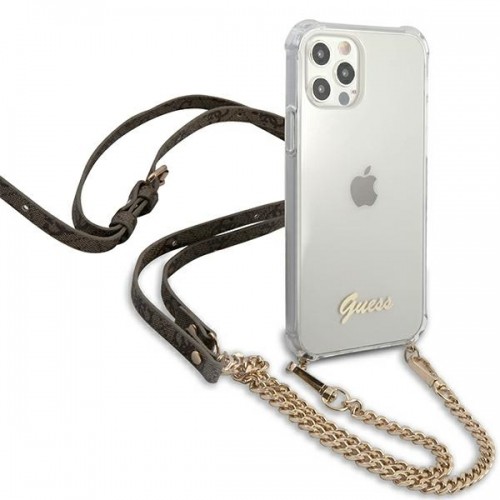 Guess GUHCP12MKC4GSGO iPhone 12|12 Pro 6,1" Transparent hardcase 4G Gold Chain image 4
