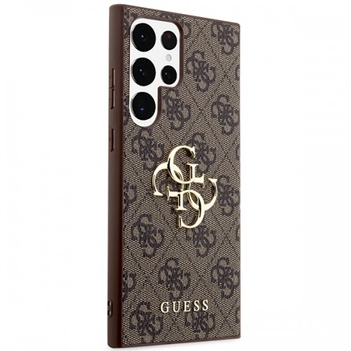 Guess PU 4G Metal Logo Case for Samsung Galaxy S23 Ultra Brown image 4