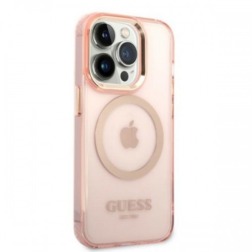 Guess Translucent MagSafe Compatible Case for iPhone 14 Pro Pink image 4