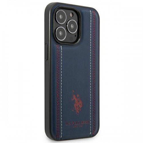 U.s. Polo Assn. U.S. Polo PU Leather Stitched Lines Case for iPhone 14 Pro Navy image 4