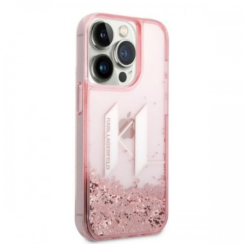 Karl Lagerfeld Liquid Glitter Big KL Logo Case for iPhone 14 Pro Pink image 4