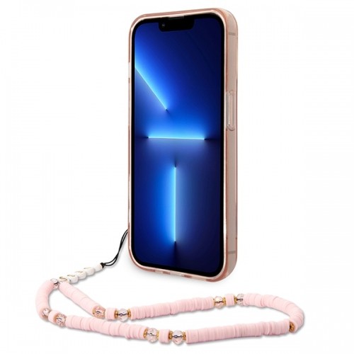 Guess PC|TPU Camera Outline Translucent Case with Strap for iPhone 14 Pro Max Pink image 4