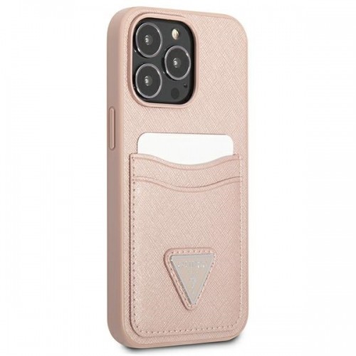 Guess Saffiano Double Card Case for iPhone 13 Pro Max Pink image 4