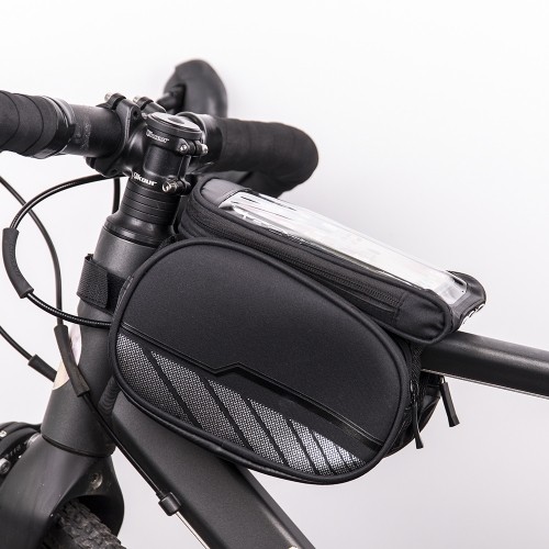 OEM Waterproof bicycle frame bag with a removable phone case black image 4