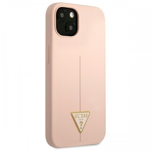 Guess Silicone Line Triangle Case for iPhone 13 Pink image 4