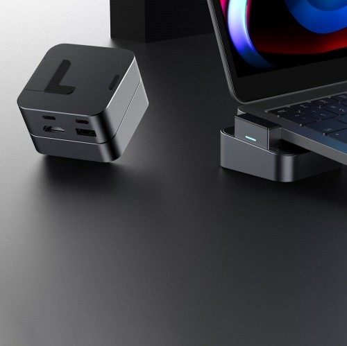 Joyroom Multifunctional Hub USB Type C - USB 3.0 | RJ45 | HDMI | USB Type C | Thunderbolt for MacBook Pro gray (S-H121 Gray) image 4