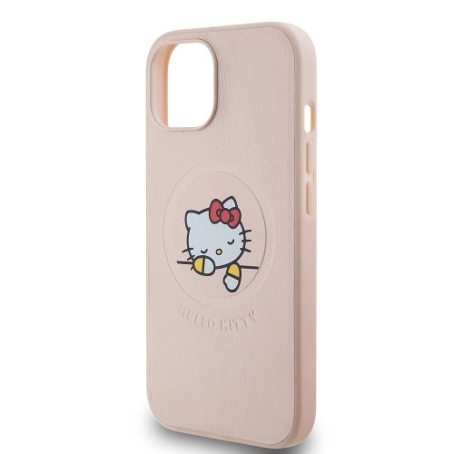Hello Kitty PU Kitty Asleep Logo MagSafe Case for iPhone 15 Pink image 4