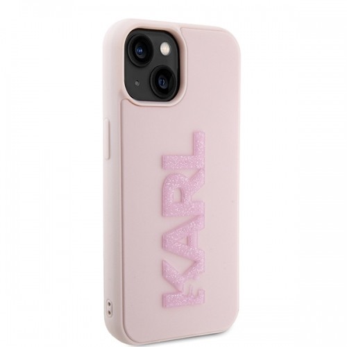 Karl Lagerfeld KLHCP15S3DMBKCP iPhone 15 6.1" różowy|pink hardcase 3D Rubber Glitter Logo image 4