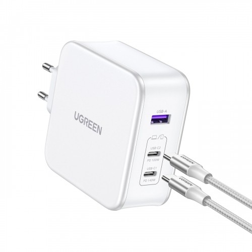 Ugreen Nexode CD289 GaN network charger USB-A|2xUSB-C 140W + USB-C - USB-C cable 1.5m - white image 4