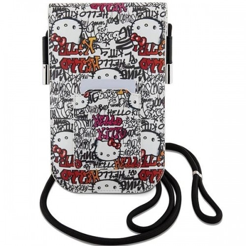 Hello Kitty Leather Tags Graffiti Cord bag - beige image 4
