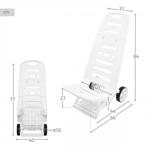 Pludmales krēsls Aktive Balts Riteņi 40 x 84 x 44 cm (2 gb.) image 4