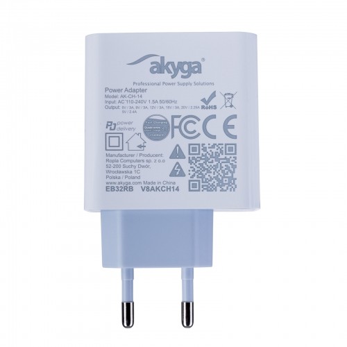 Akyga wall charger AK-CH-14 45W USB-A + USB-C PD Quick Charge 3.0 5-20V | 2.25-3A white image 4