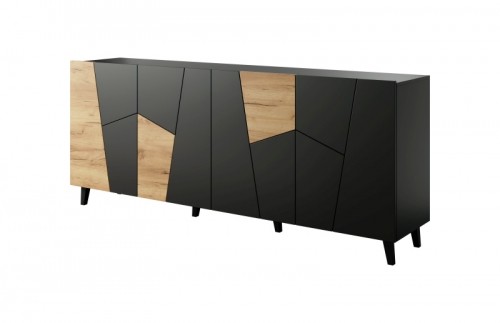 Halmar ETNA chest of drawers black mat/ black mat/ craft oak image 4