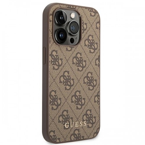 Guess GUHCP14XG4GFBR iPhone 14 Pro Max 6,7" brązowy|brown hard case 4G Metal Gold Logo image 4
