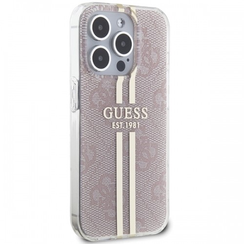 Guess GUHCP14XH4PSEGP iPhone 14 Pro Max 6.7" różowy|pink hardcase IML 4G Gold Stripe image 4