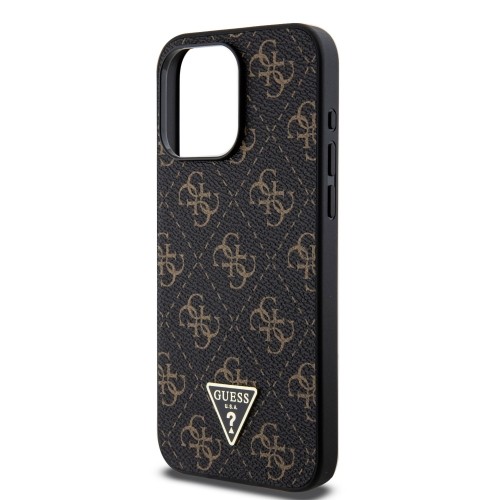 Guess PU Leather 4G Triangle Metal Logo Case for iPhone 15 Pro Max Black image 4