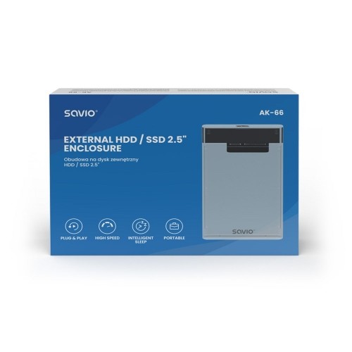 Savio 2.5" External HDD/SSD enclosure, USB 3.0, transparent, AK-66 image 4