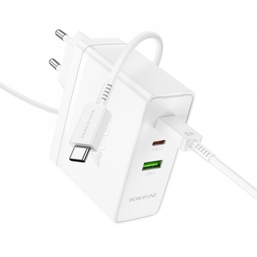 OEM Borofone Wall charger BN11 Imperial - USB + 2xType C - QC 3.0 PD 100W with Type C to Type C cable white image 4