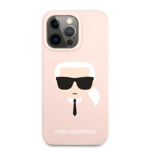 KLHCP13XSLKHP Karl Lagerfeld Liquid Silicone Karl Head Case for iPhone 13 Pro Max Light Pink image 4