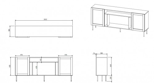 Cama Meble JUTA EF chest of drawers + electric fireplace 202x39.5x85 black + linol calabria image 4