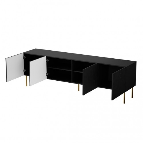 Cama Meble RTV JUNGLE cabinet 190x40.5x59.5 black matt + golden legs image 4