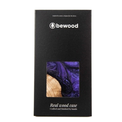 Wood and resin case for iPhone 15 Plus MagSafe Bewood Unique Violet - purple and black image 4