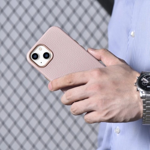 iCarer Litchi Premium Leather Case iPhone 14 Plus Magnetic Leather Case with MagSafe Pink (WMI14220711-PK) image 4