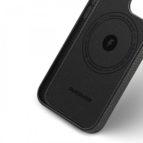 Dux Ducis Roma leather case for iPhone 13 Pro Max elegant genuine leather black case image 4
