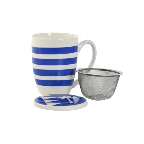 Tasīte ar Tējas Filtru Home ESPRIT Zils Sarkans Nerūsējošais tērauds Porcelāns 380 ml (4 gb.) image 4