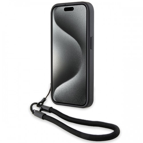 BMW BMHCP15L23RMRLK iPhone 15 Pro 6.1" czarny|black hardcase Signature Leather Wordmark Cord image 4