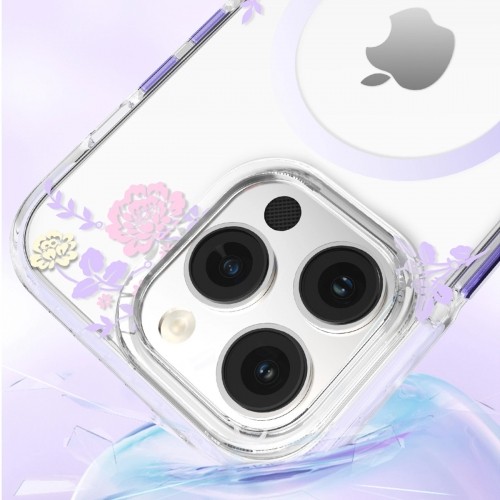 Kingxbar Flora Series magnetic case for iPhone 14 MagSafe decorated with peony flowers print image 4