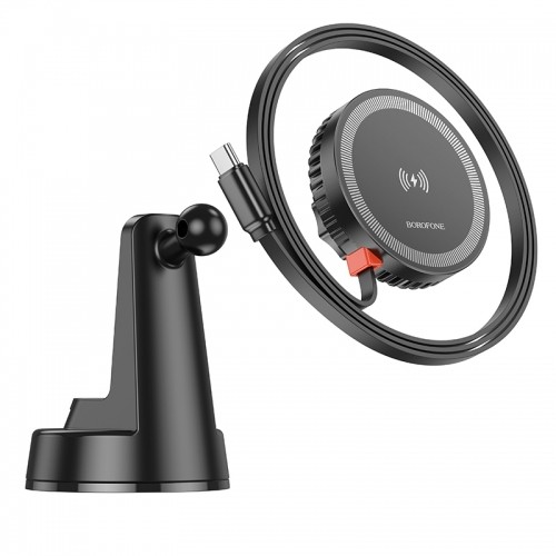 OEM Borofone Car holder BH208 Mona magnetic with induction charging with Type C cable to dashboard black image 4