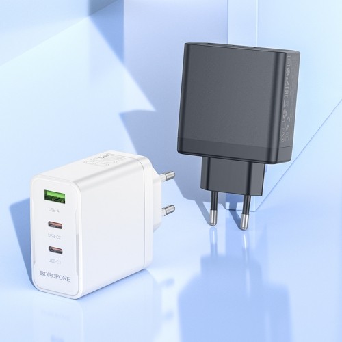 OEM Borofone Wall charger BN12 Manager - USB + 2xType C - PD 65W 3A white image 4