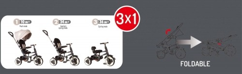 Qplay Trīsritenis velosipēds Tricycle Rito 3 in 1 līdz 25 kg, salokāms, apgriežamais par 360 grādiem krēsls, (no 10 -36 men.) PELĒKS VOL862 image 4