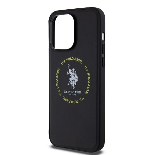 U.S. Polo PU Leather Printed Round Double Horse MagSafe Case for iPhone 15 Pro Max Black image 4