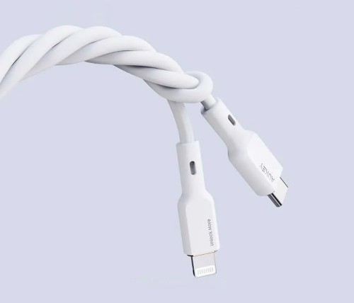 AUKEY CB-SCL2 Power Delivery USB C - Lightning Apple 1.8m 27W 3A Silicon Cable White image 4