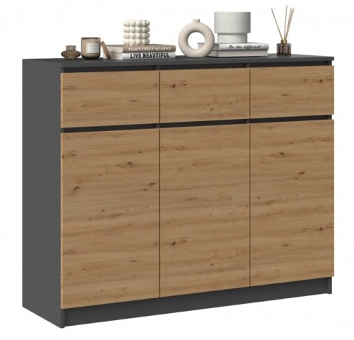 Top E Shop 3D3S chest of drawers 120x40x97 cm, anthracite/artisan image 4