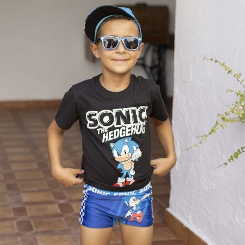 Krekls ar Īsām Piedurknēm Bērniem Sonic Melns image 4