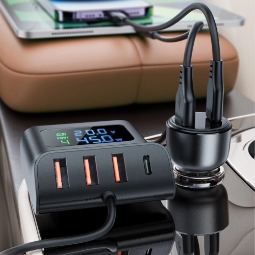 Acefast B11 138W USB-A USB-C Car Charger with 6 Ports - Black image 4