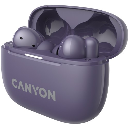 CANYON OnGo TWS-10 ANC+ENC, Bluetooth Headset, microphone, BT v5.3 BT8922F, Frequence Response:20Hz-20kHz, battery Earbud 40mAh*2+Charging case 500mAH, type-C cable length 24cm,size 63.97*47.47*26.5mm 42.5g, Purple image 4