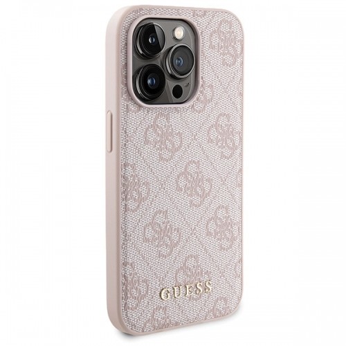 Zestaw Guess GUBPM5P15L4GEMGP iPhone 15 Pro 6.1" hardcase + Powerbank 5000mAh MagSafe różowy|pink 4G Metal Logo image 4