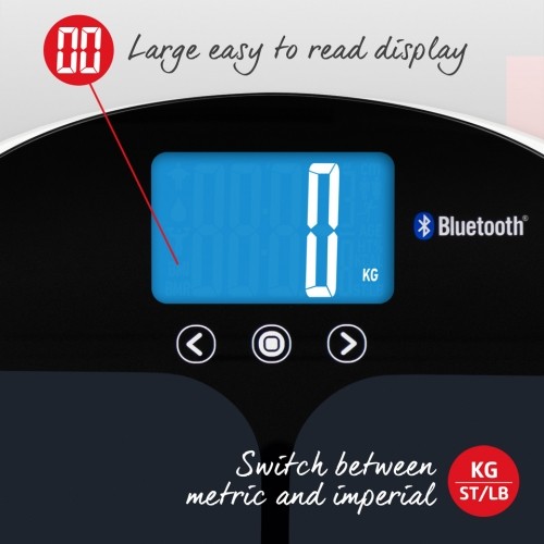 Salter 9192 BK3R Curve Bluetooth Smart Analyser Bathroom Scale black image 5