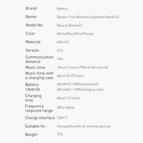 Baseus Bowie E2 TWS earphones (black) image 5