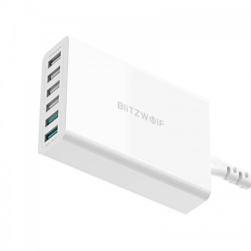 BlitzWolf BW-S15 Tīkla Lādētājs 6 x USB / 60W / 4.8A / Quick Charge 3.0 Balts image 5