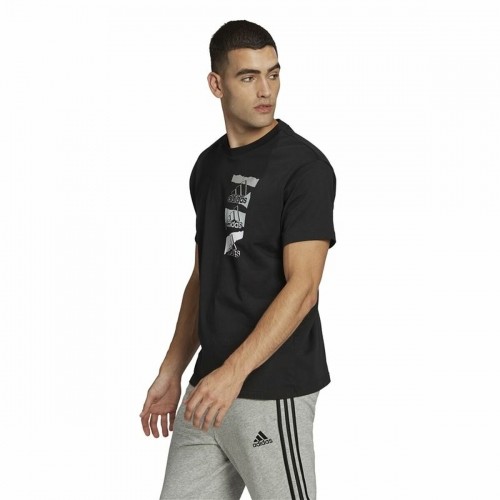 Vīriešu Krekls ar Īsām Piedurknēm Adidas Essentials Brandlove Melns image 5
