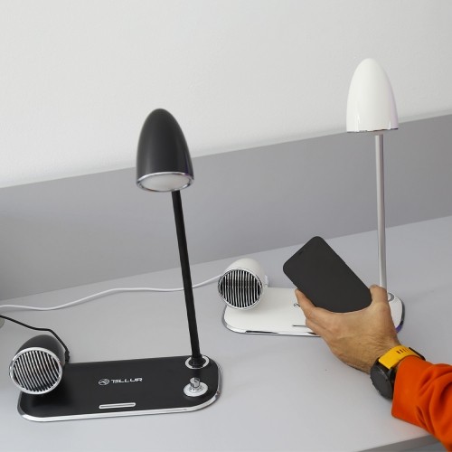 Tellur Nostalgia Wireless Desk Charger, Bluetooth Speaker, Desk Lamp white image 5
