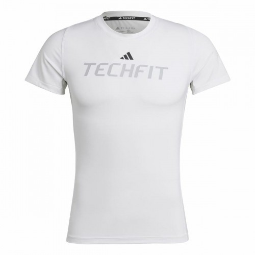 Vīriešu Krekls ar Īsām Piedurknēm Adidas techfit Graphic  Balts image 5