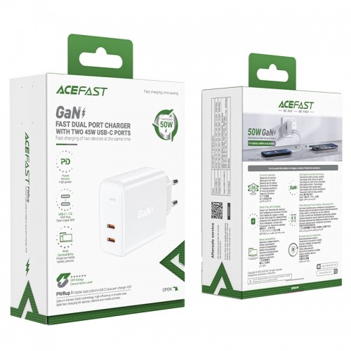 Acefast charger GaN USB Type C 50W, PD, QC 3.0, AFC, FCP white (A29 white) image 5
