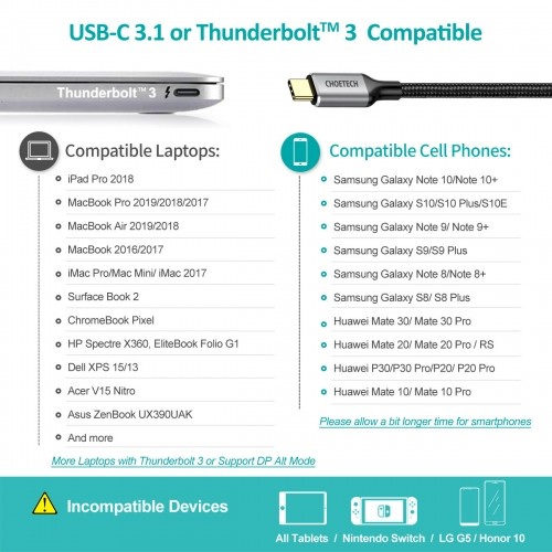 Choetech kit adapter HUB USB Type C - HDMI 2.0 (3840 x 2160 @ 60Hz) gray (HUB-H12) + USB cable Type C - HDMI (3840 x 2160 @ 60Hz) 2m gray (CH0021) image 5