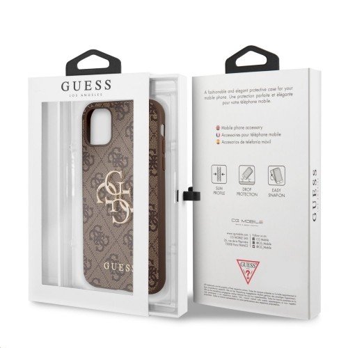 GUHCN614GMGBR Guess PU 4G Metal Logo Case for iPhone 11 Brown image 5